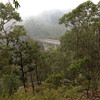 Knapsack Bridge through the mountain mist from the dead end to the north of Top Points.