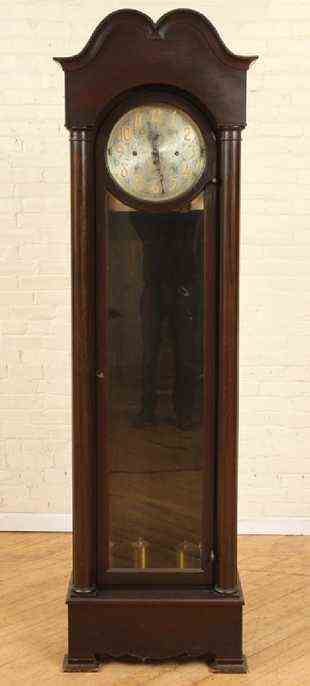 HERSCHEDE MAHOGANY TALL CASE CLOCK C.1910