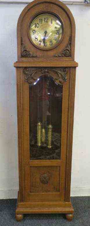 Oak Tall Case Weight Driven Clock, CA 1910: