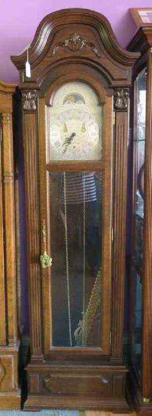 Western Germany Oak Tall Case Weight Driven Clock: