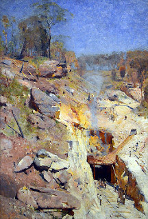 Arthur Streeton, 'Fire's On' Lapstone Tunnel (1891) by JC Merriman